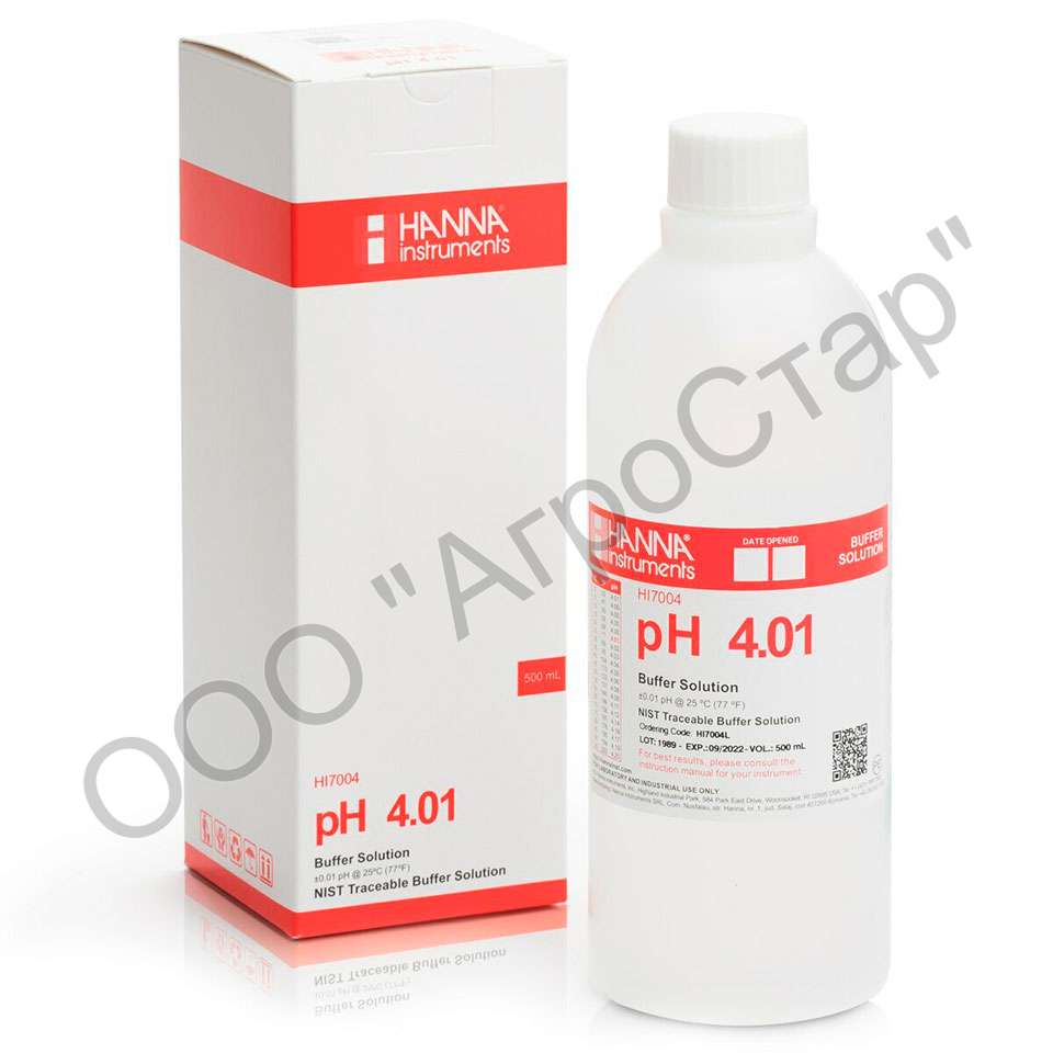 Раствор для калибровки HANNA HI 7004 L (рН 4,01; 500 мл)