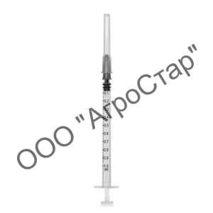 Шприц одноразовый стерильный 1 мл, с иглой 27G, трёхкомпонентный